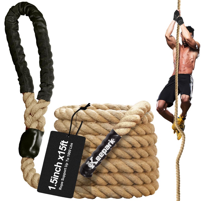 Keepark Climbing Rope, 1.5 Inch in Diameter Gym Climbing Rope, No Mounting Bracket Included, Length Available 15Feet - Image 1